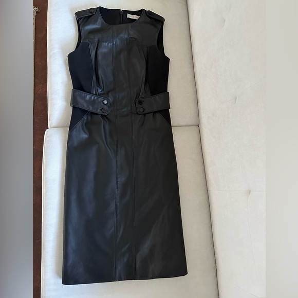 Tory Burch Luisa Sleeveless Leather Ponte Dress size 2 - Picture 3 of 12